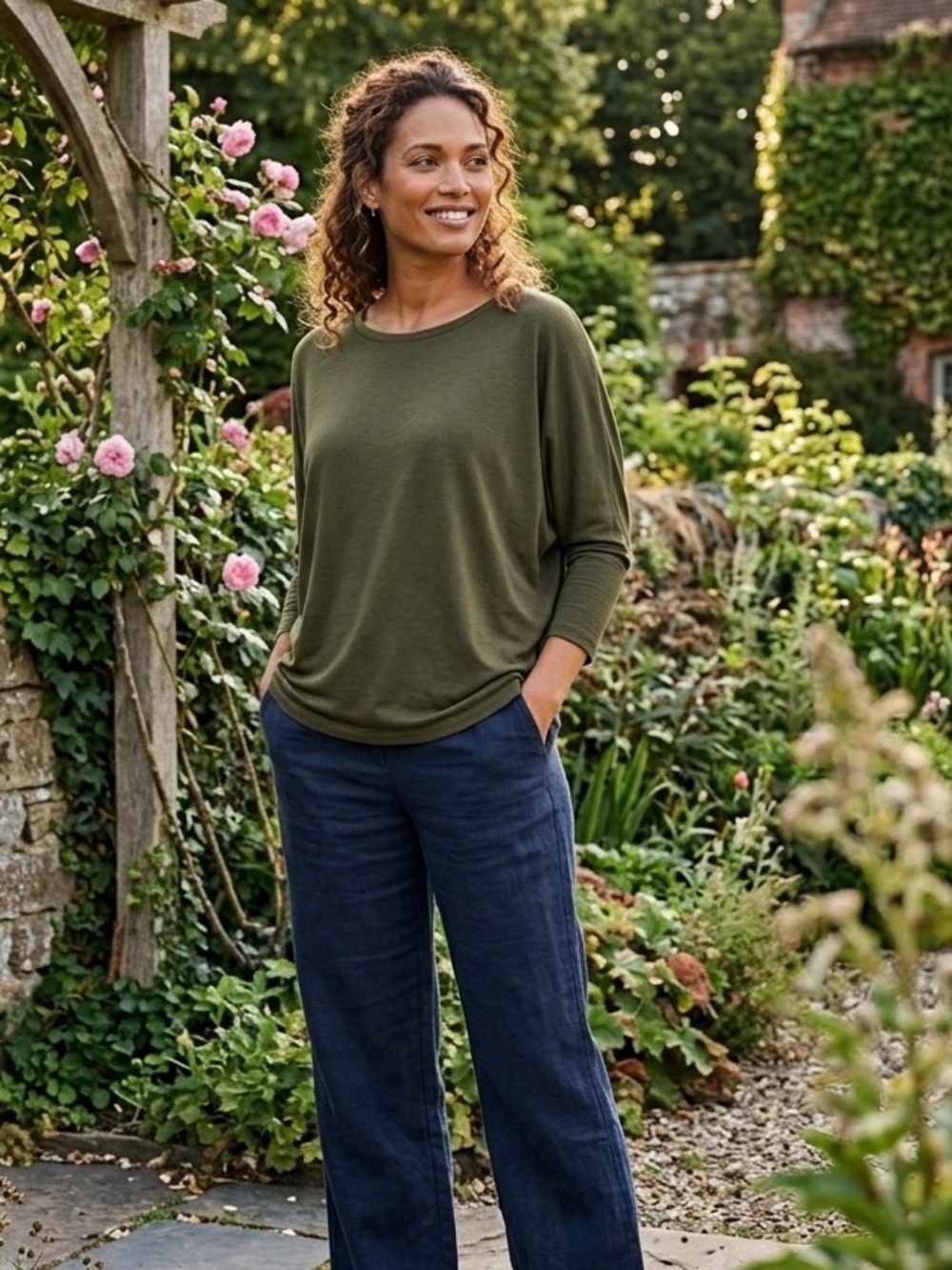Love In Olive Green Batwing Piko Style Tunic